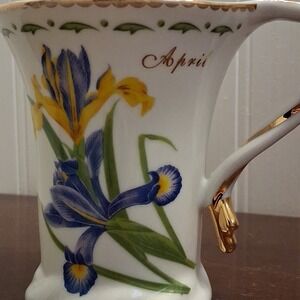 N.D Exclusive Elegant April  Tea Cup Floral Design And Gold Trim.